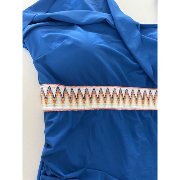 Womens Plus Size One Piece Swimsuit Ruffle Trim Tummy Control blue size 3X - Picture 12 of 16